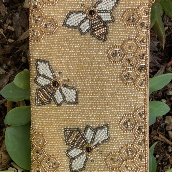 NWT New Mary Frances Oh Honey Beaded Phone Crossbody Bag Bee Retire Rare